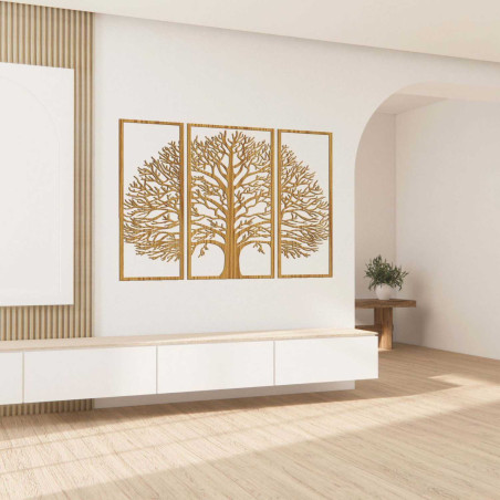 Modern carved painting Tree of Life in three panels