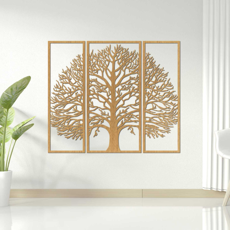 Modern carved painting Tree of Life in three panels