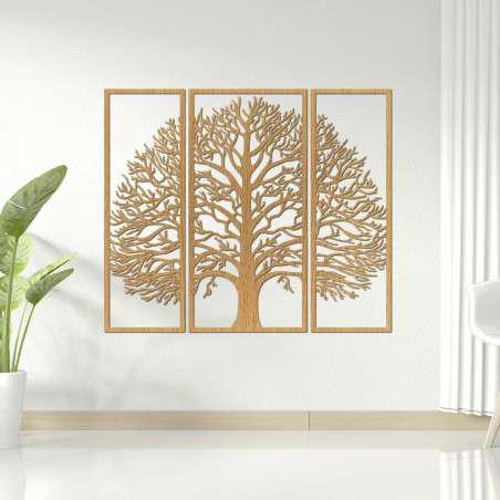 Modern carved painting Tree of Life in three panels