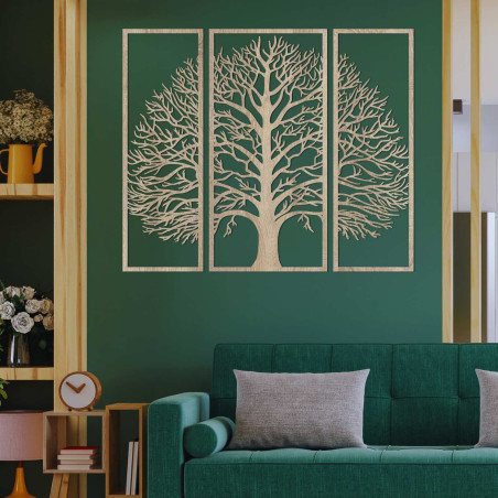 Three-part wooden Tree of Life - modern 3D wall decoration