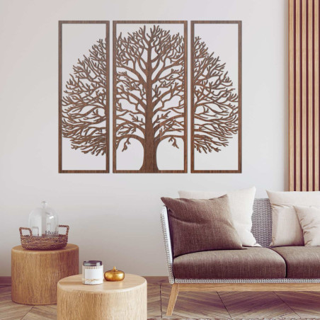 Three-part wooden Tree of Life - modern 3D wall decoration