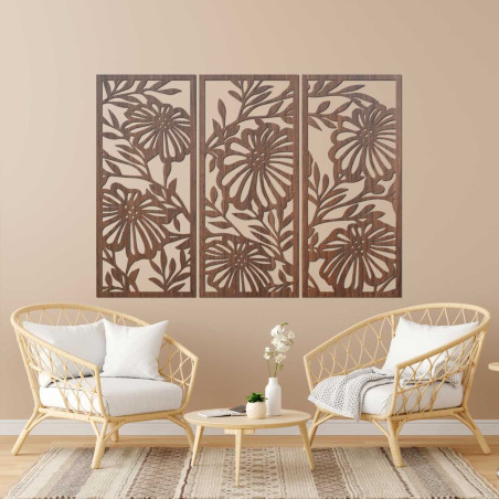 Designer wooden flower painting - 3D wall decoration for a harmonious interior.