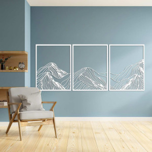 Three-piece mountain painting - modern wooden wall decoration for the living room 2