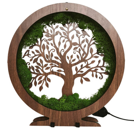 LED lamp Tree of Life with moss - table decoration for the living room.