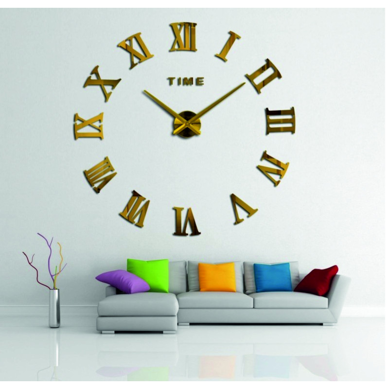 Wall clock with adhesive Roman numerals - OLIVA