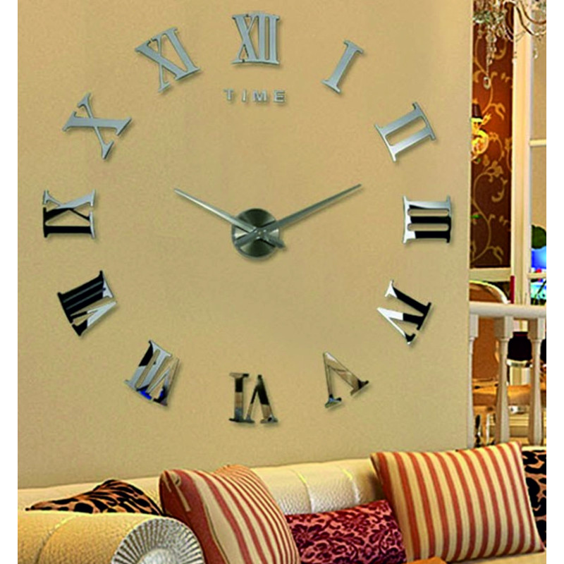 Wall clock with adhesive Roman numerals - OLIVA