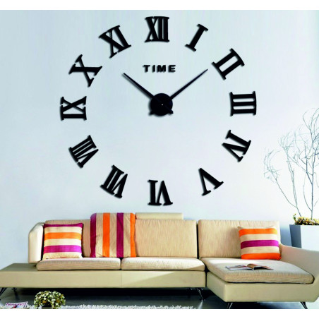 Wall clock with adhesive Roman numerals - OLIVA