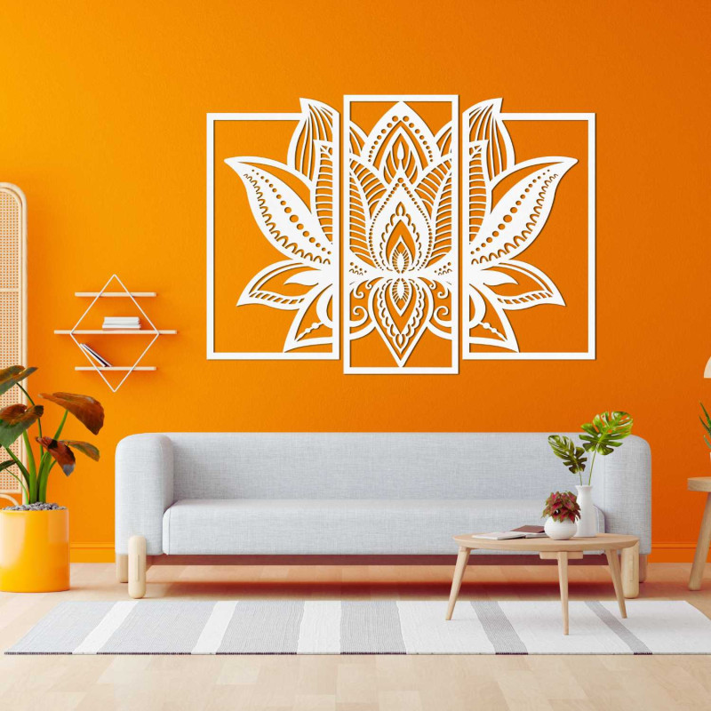 Modern lotus mandala on the wall - harmonious decoration for the living room