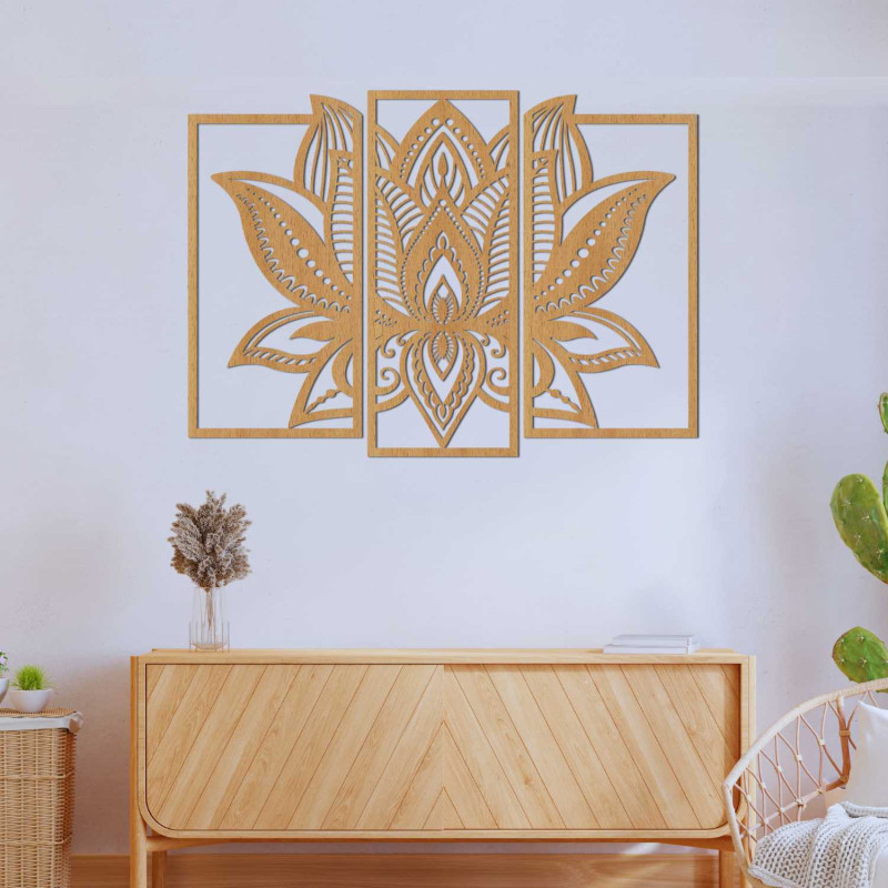 Modern lotus mandala on the wall - harmonious decoration for the living room