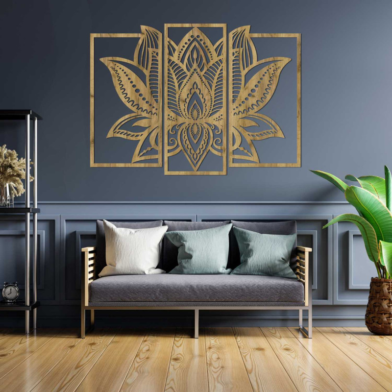 Modern lotus mandala on the wall - harmonious decoration for the living room