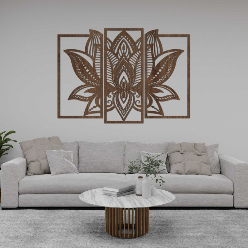 Modern lotus mandala on the wall - harmonious decoration for the living room