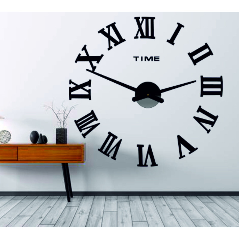 Stick-on Roman wall clock - modern decoration for the living room