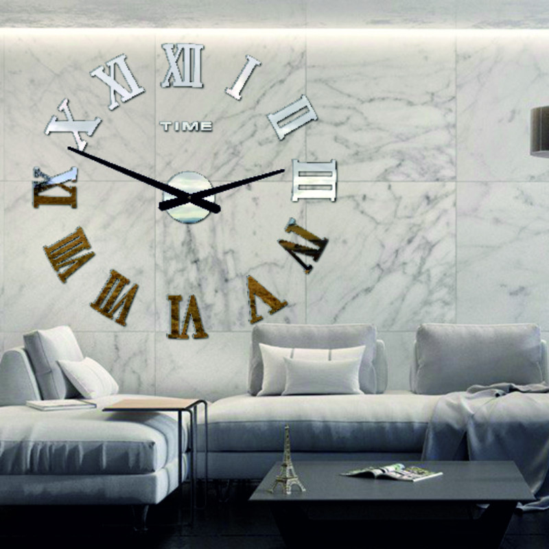 Stick-on Roman wall clock - modern decoration for the living room
