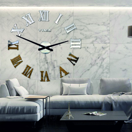 Stick-on Roman wall clock - modern decoration for the living room