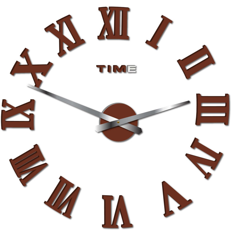 Modern adhesive wall clock with Roman numerals