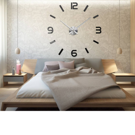 Minimalist DIY clock on concrete wall with decorative red vases