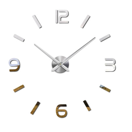 Minimalist DIY clock on concrete wall with decorative red vases