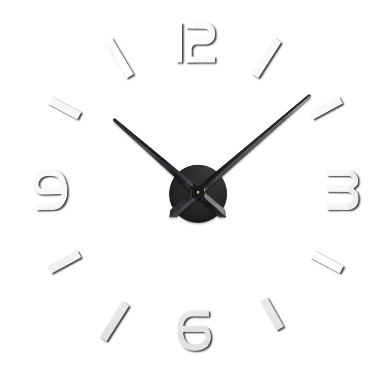 Designer adhesive clock 12 3 6 9 on the wall, tall shiny red vases