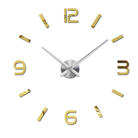 Designer adhesive clock 12 3 6 9 on the wall, tall shiny red vases