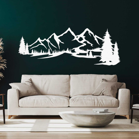 Wooden wall painting Mountains and forest