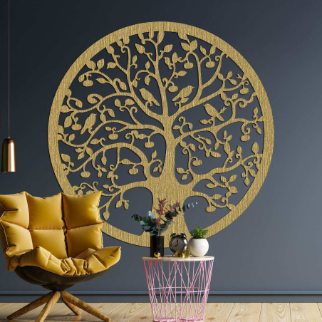 Modern carved wooden picture with the Tree of Life motif for the living room.