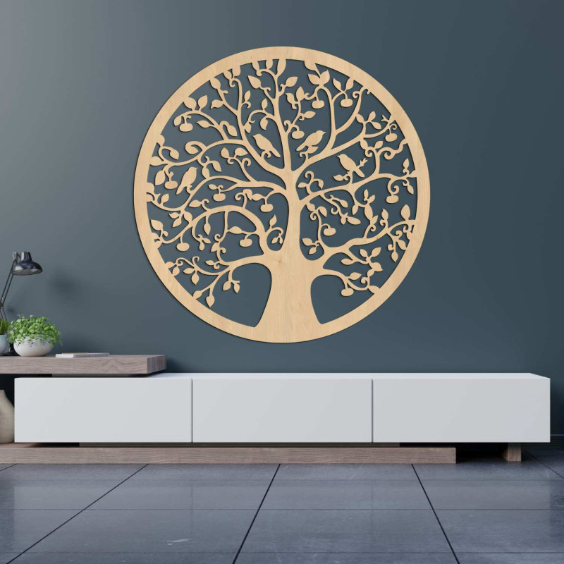 Detailed Tree of Life made of HDF board with a nature motif in a brown shade.