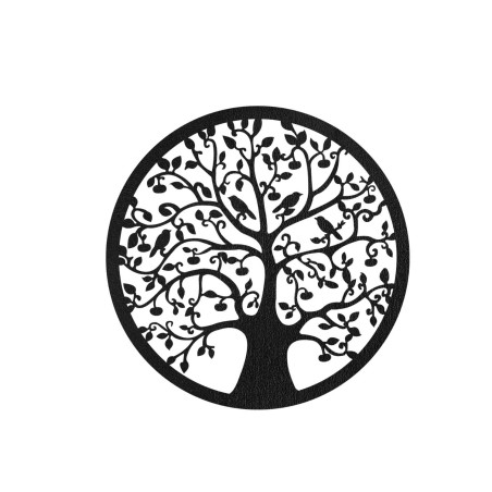 Modern circular wall painting Tree of Life, exclusive Oak Bronze decor.