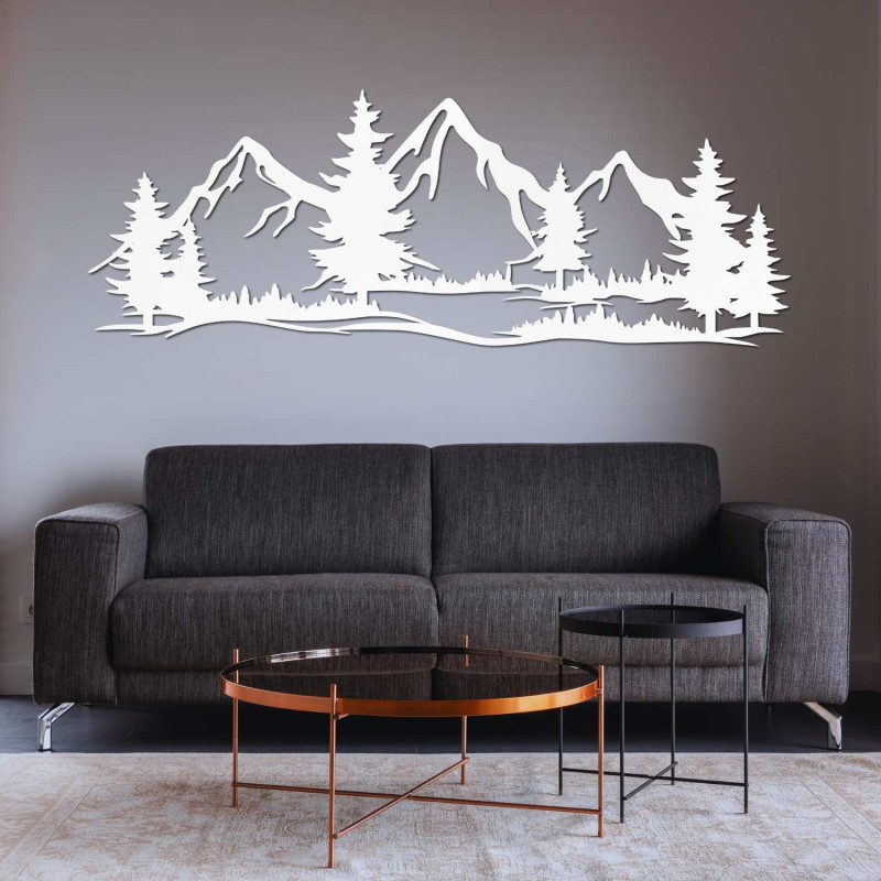 Modern wooden silhouette of a mountain landscape