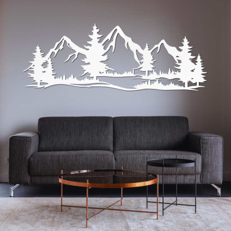 Modern wooden silhouette of a mountain landscape