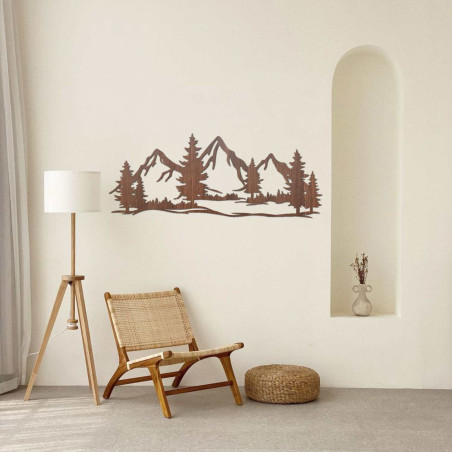 Modern wooden silhouette of a mountain landscape