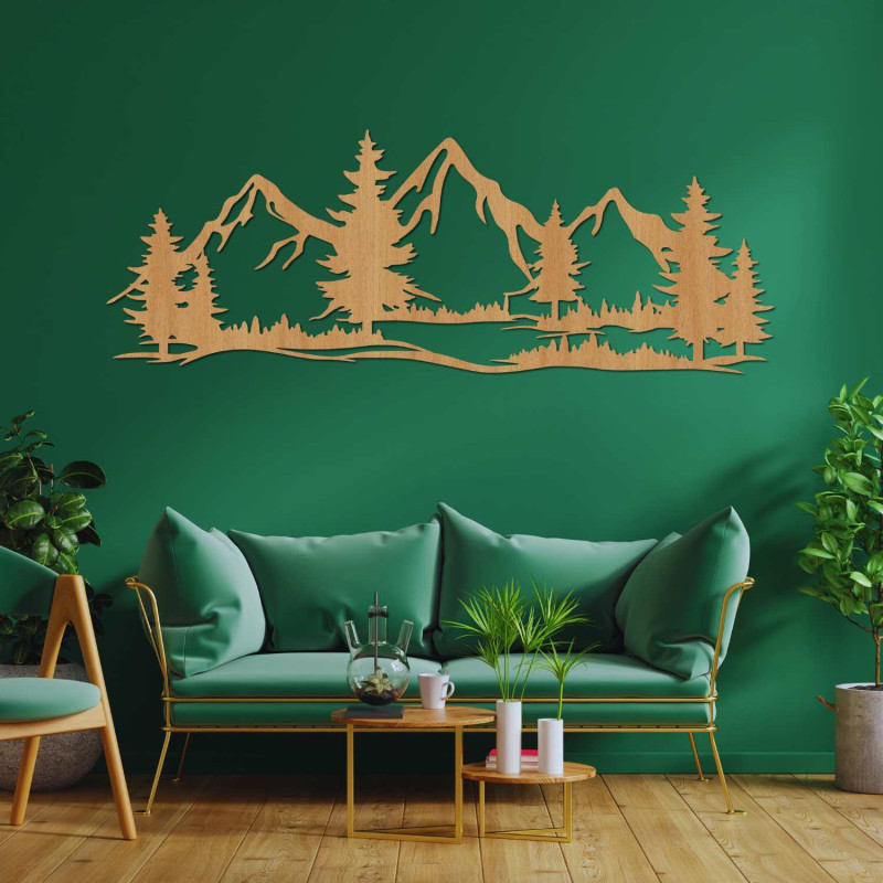 Laser-carved wooden decoration with a nature motif