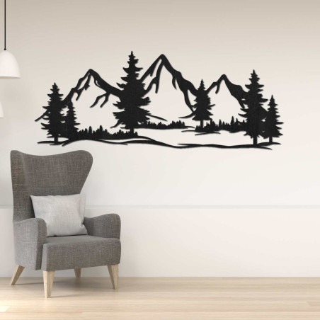 Natural wooden wall decoration with a mountain motif