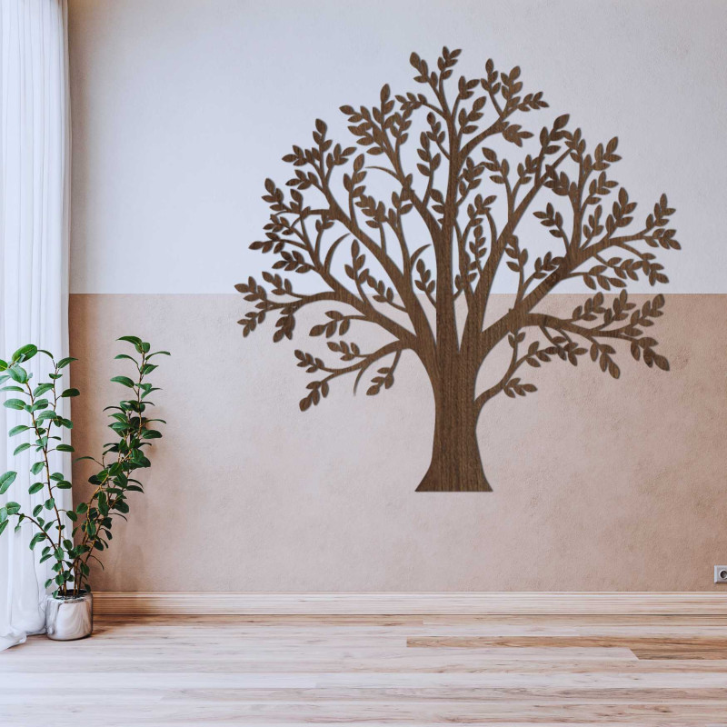 The laser-carved tree of life made of wood is a stylish addition to any interior