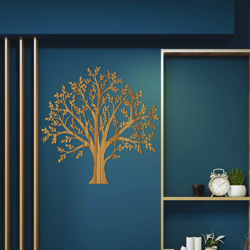 The laser-carved tree of life made of wood is a stylish addition to any interior