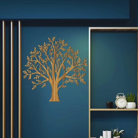 The laser-carved tree of life made of wood is a stylish addition to any interior