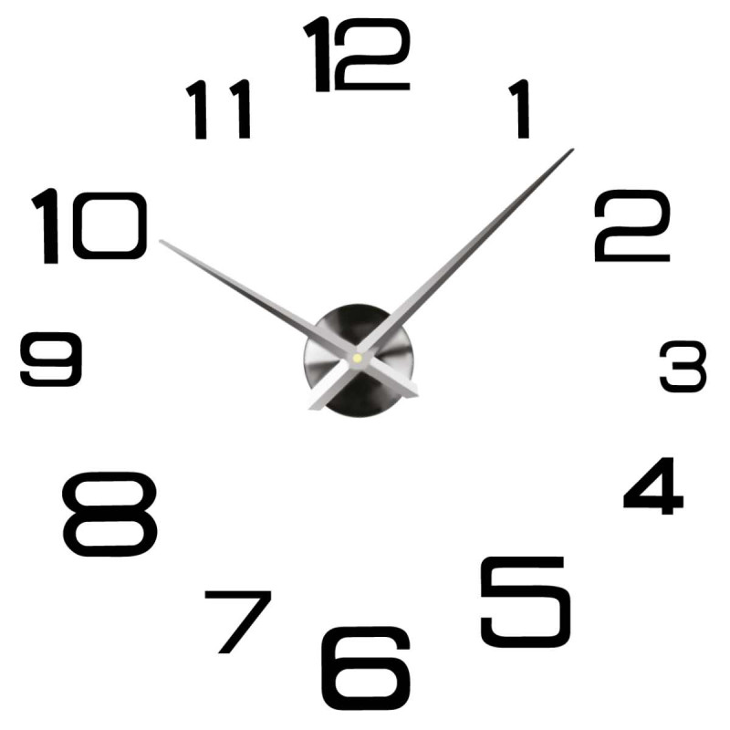 Modern DIY Stick-On Wall Clock – Black Numbers