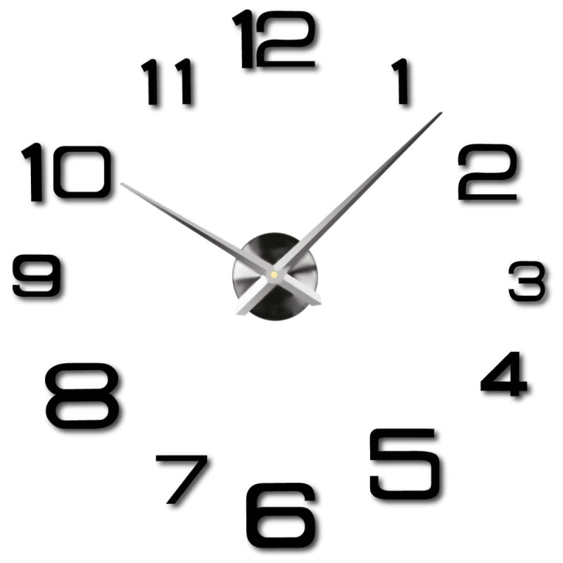 Modern DIY Stick-On Wall Clock – Black Numbers