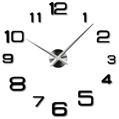 Modern DIY Stick-On Wall Clock – Black Numbers