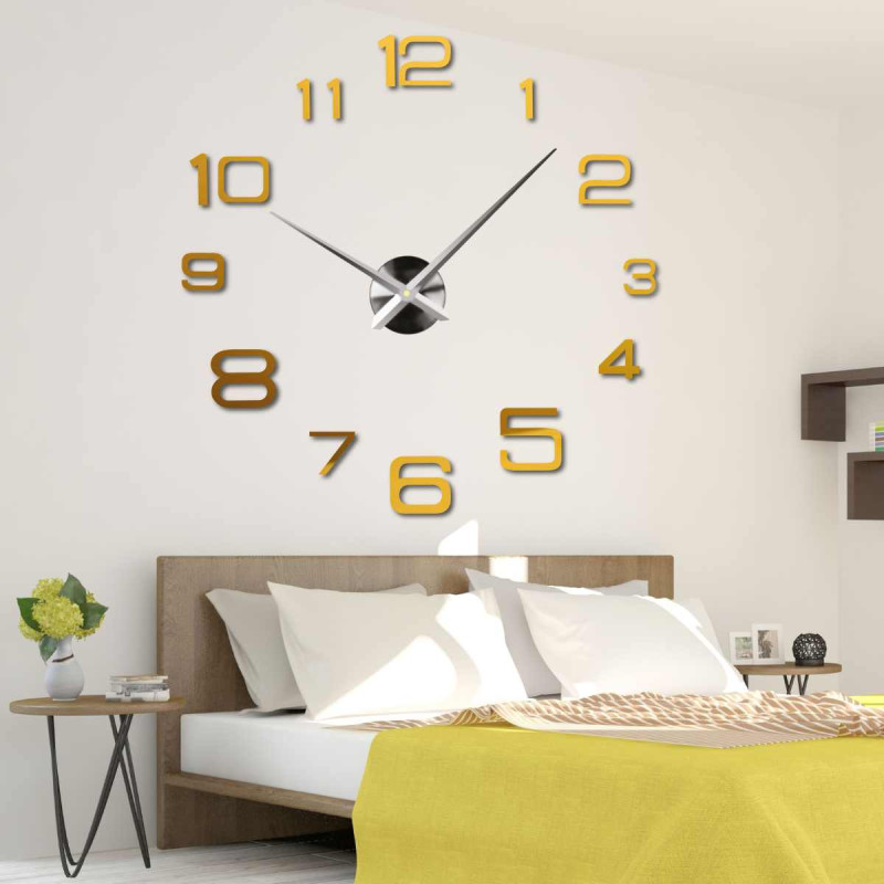 Modern DIY Stick-On Wall Clock – Black Numbers
