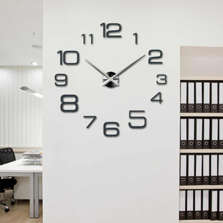 Large self-adhesive wall clock with adjustable diameter