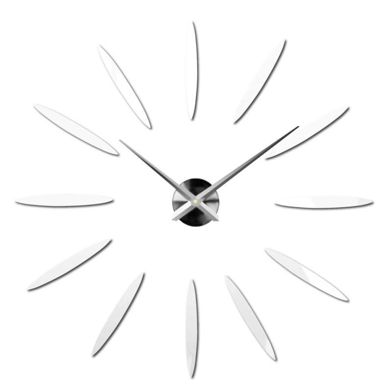 Modern white adhesive wall clock in minimalist DIY style