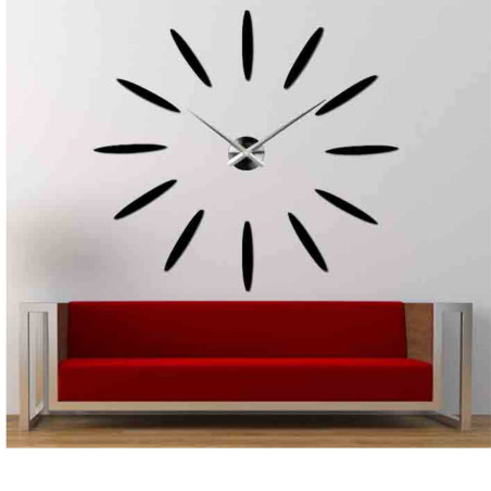 Large white self-adhesive clock with adjustable diameter 80 - 120 cm