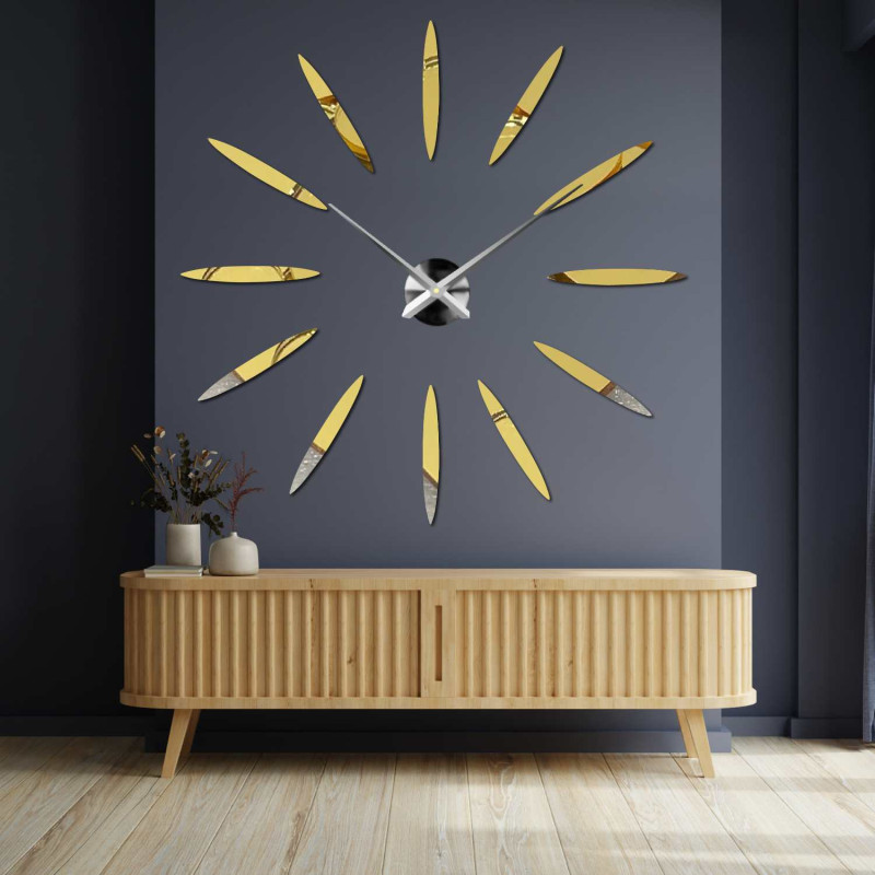 Large white self-adhesive clock with adjustable diameter 80 - 120 cm