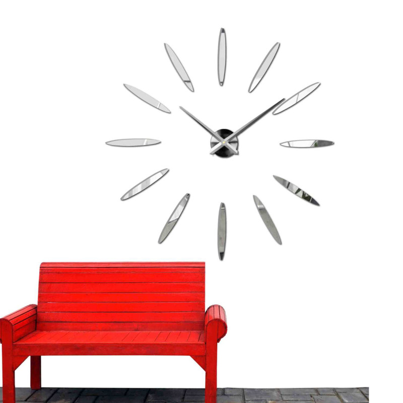 Large white self-adhesive clock with adjustable diameter 80 - 120 cm