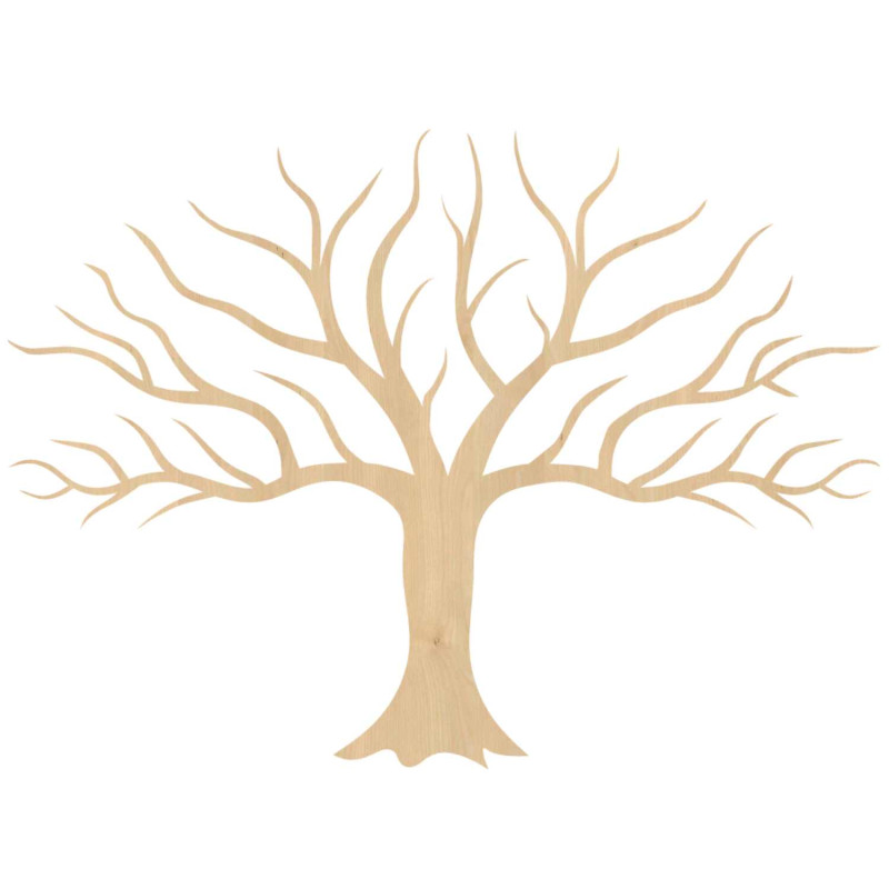 Stylish wooden tree on the wall impresses with its detailed minimalist design