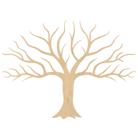 Stylish wooden tree on the wall impresses with its detailed minimalist design