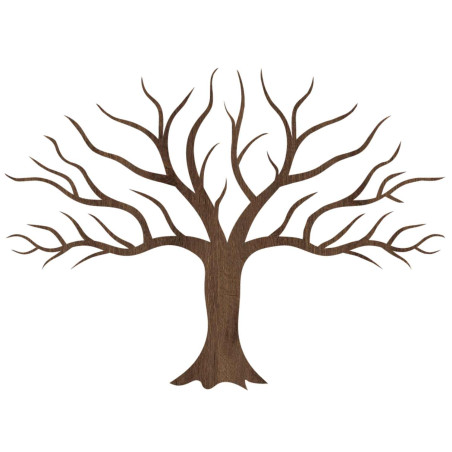 Stylish wooden tree on the wall impresses with its detailed minimalist design