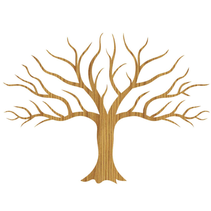 Stylish wooden tree on the wall impresses with its detailed minimalist design