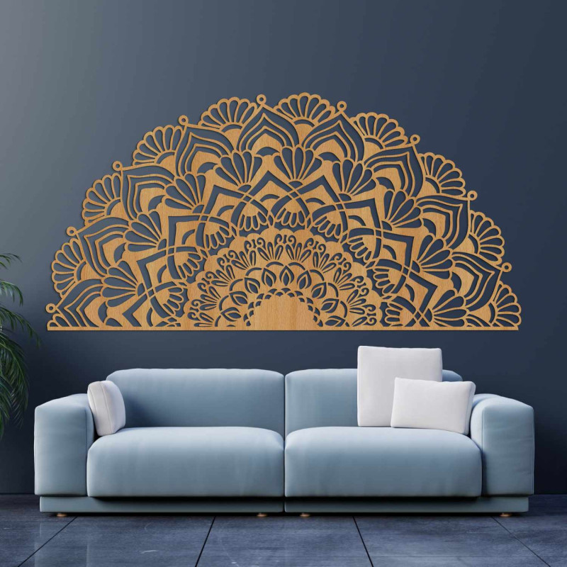A precisely carved wooden mandala for a harmonious modern home