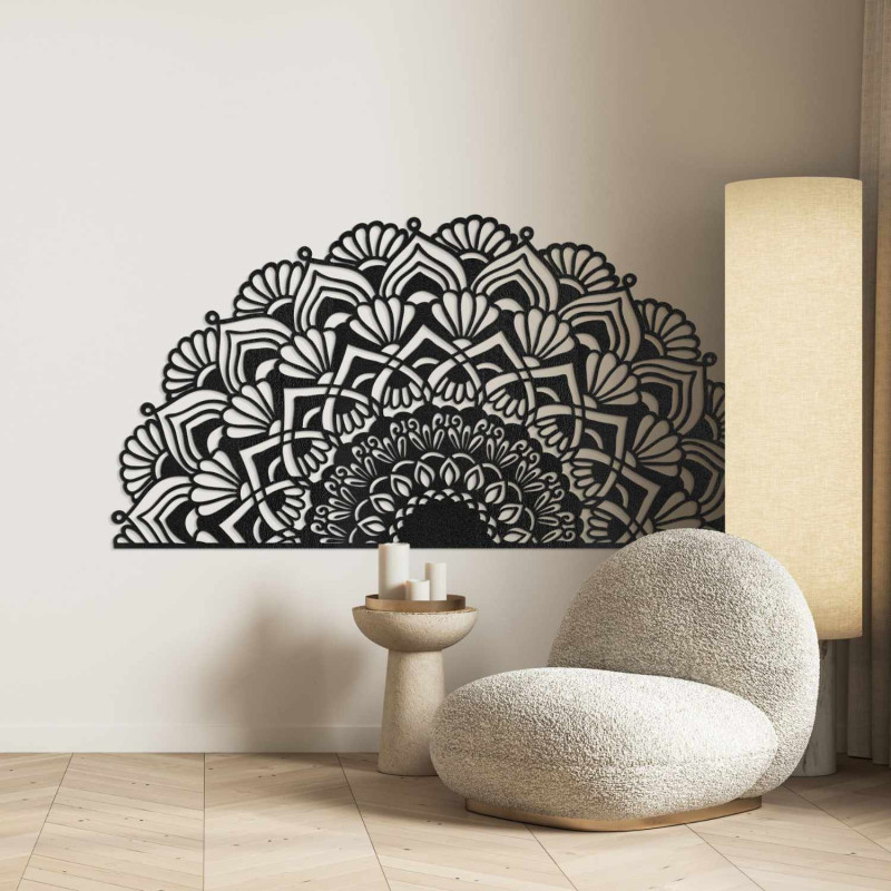 An elegant wooden mandala adds peace and a unique look to the space